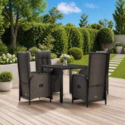 Comfortable 5 Piece Outdoor Dining Set with Reclining Chairs