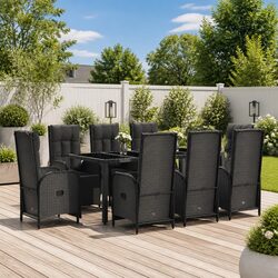 9-Piece Black Rattan Dining Set: Comfort and Value Combined