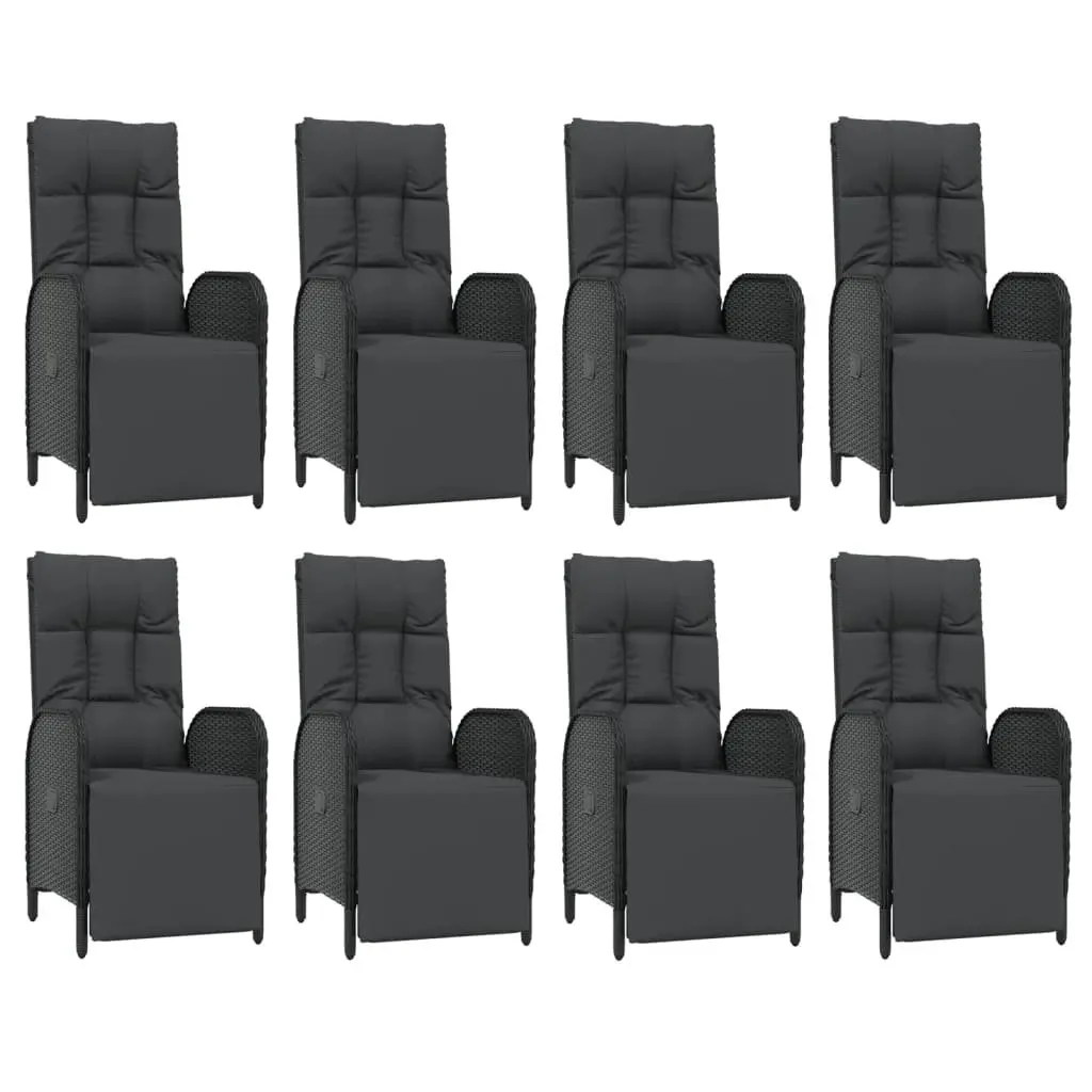 Outdoor Garden Dining Set 9 Piece Black PE Rattan Furniture with Cushions