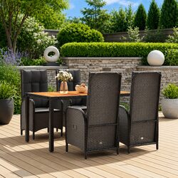 Comfortable 5 Piece Black Garden Dining Set