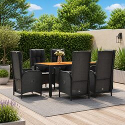 Comfortable 7 Piece Black Garden Dining Set