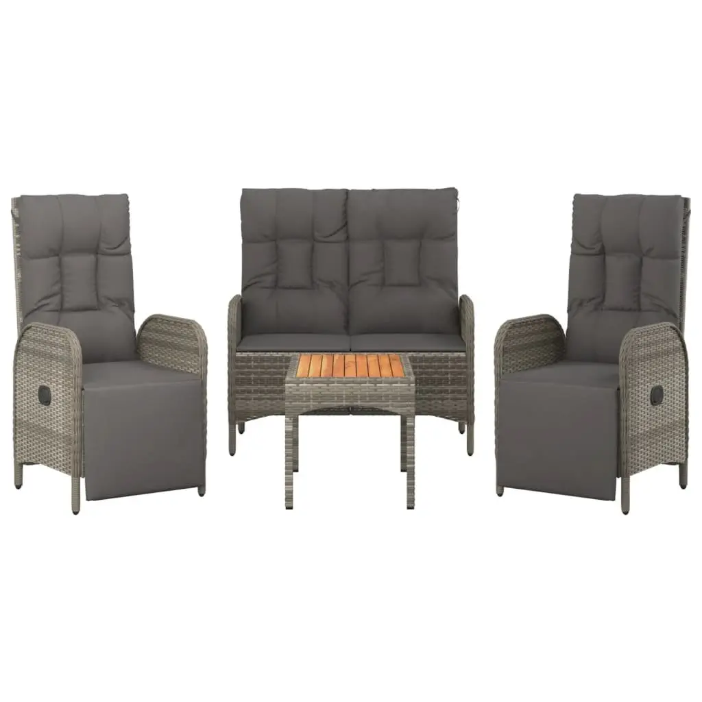 Garden Dining Set Outdoor Furniture 4 Piece Grey Poly Rattan Chairs Table