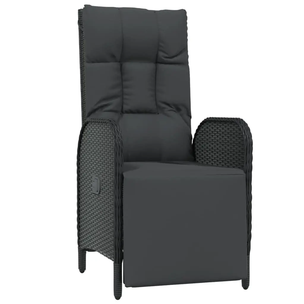 4 Piece Outdoor Garden Dining Set Cushions Black Poly Rattan Chairs Table