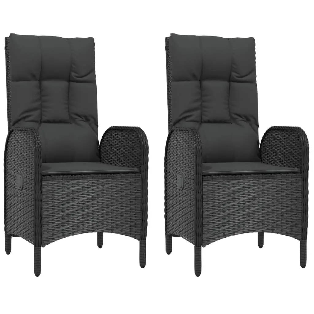 Garden Dining Set 3 Piece Outdoor Furniture Black Poly Rattan Chairs Table