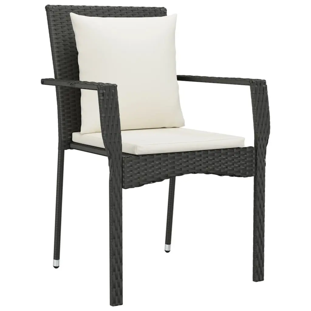 Outdoor Patio Dining Set 5 Piece Modular Furniture Black PE Rattan with Durable Steel Frame and Tempered Glass Top