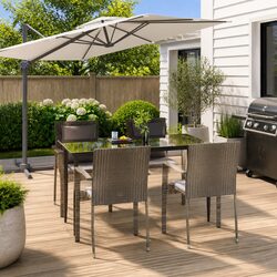 Garden Dining Set 5 Piece Outdoor Patio Furniture with Cushions Grey