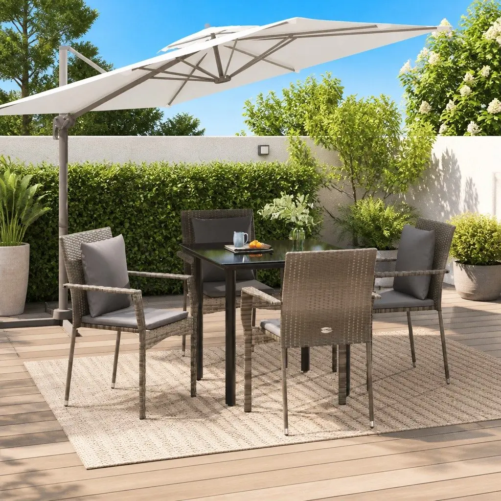Garden Dining Set 5 Piece Outdoor Patio Furniture Grey with Cushions Table