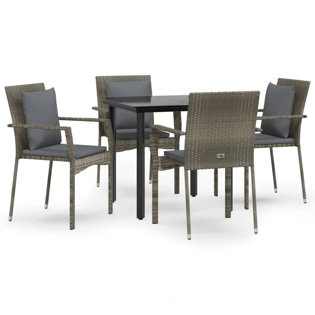 Garden Dining Set 5 Piece Outdoor Patio Furniture Grey with Cushions Table
