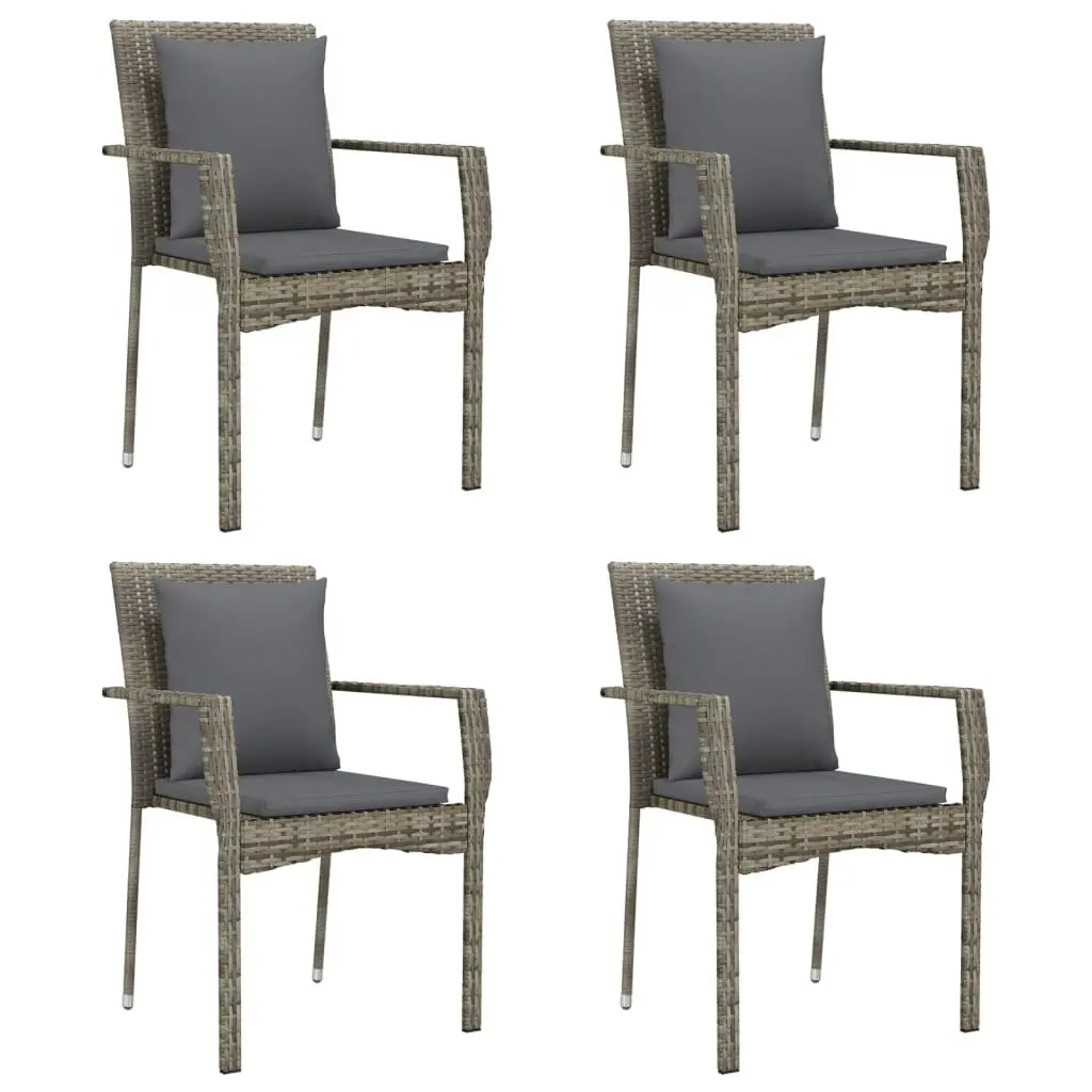Garden Dining Set 5 Piece Outdoor Patio Furniture Grey with Cushions Table