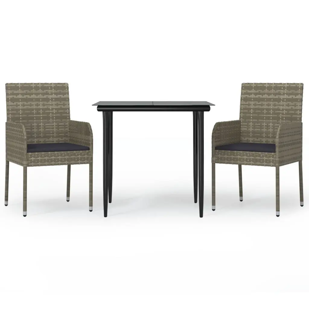 Garden Dining Set 3 Piece Outdoor Furniture Patio Table Chairs with Cushions