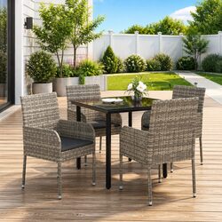 Comfortable 5 Piece Garden Dining Set in Grey