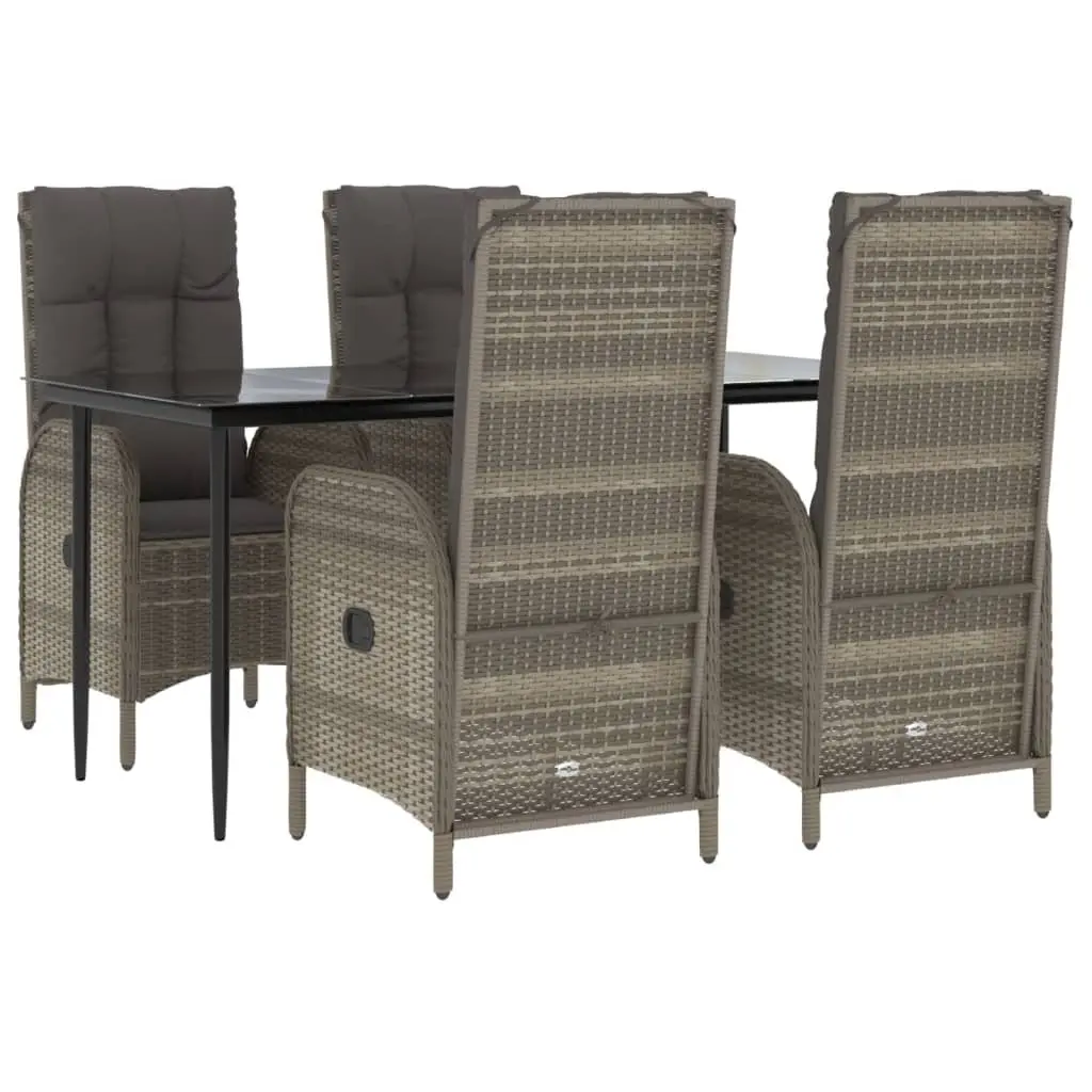 Garden Dining Set 5 Piece Outdoor Furniture Grey Poly Rattan Chairs Table