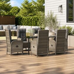 Comfortable Grey Poly Rattan Garden Dining Set