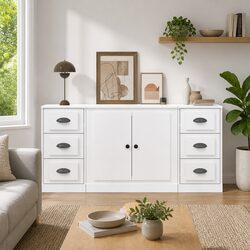 Value Set of 3 White High Gloss Sideboards for Your Home