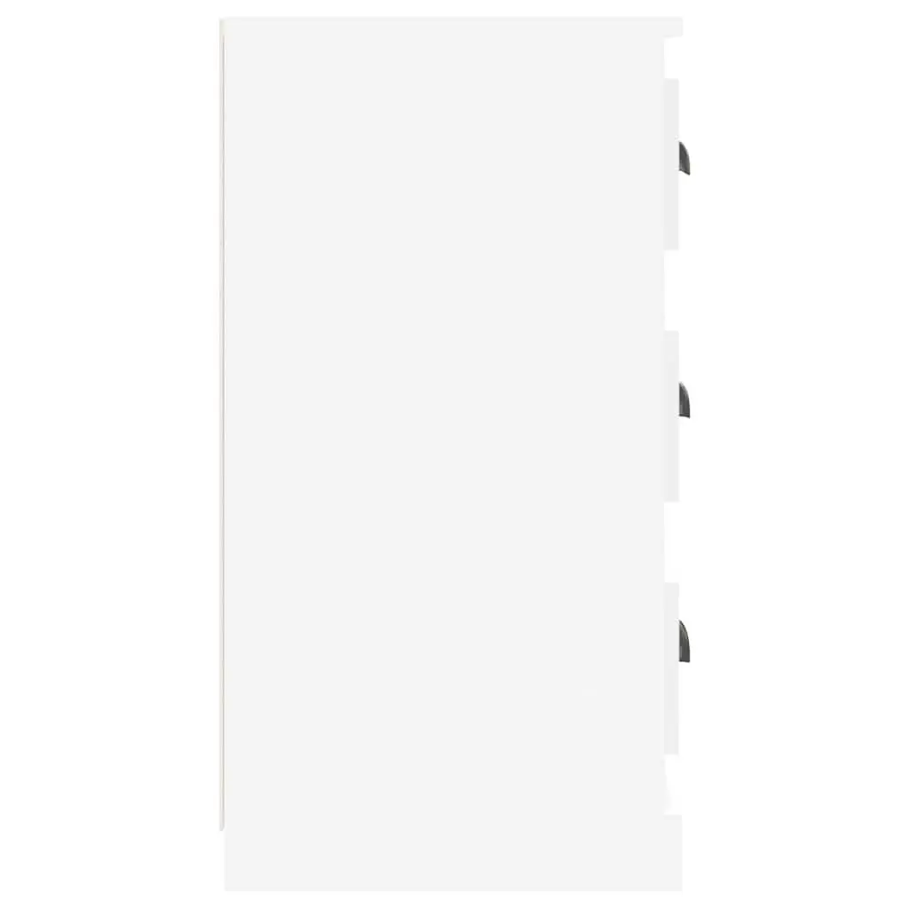 Sideboards Set of 2 Storage Cabinet High Gloss White Engineered Wood