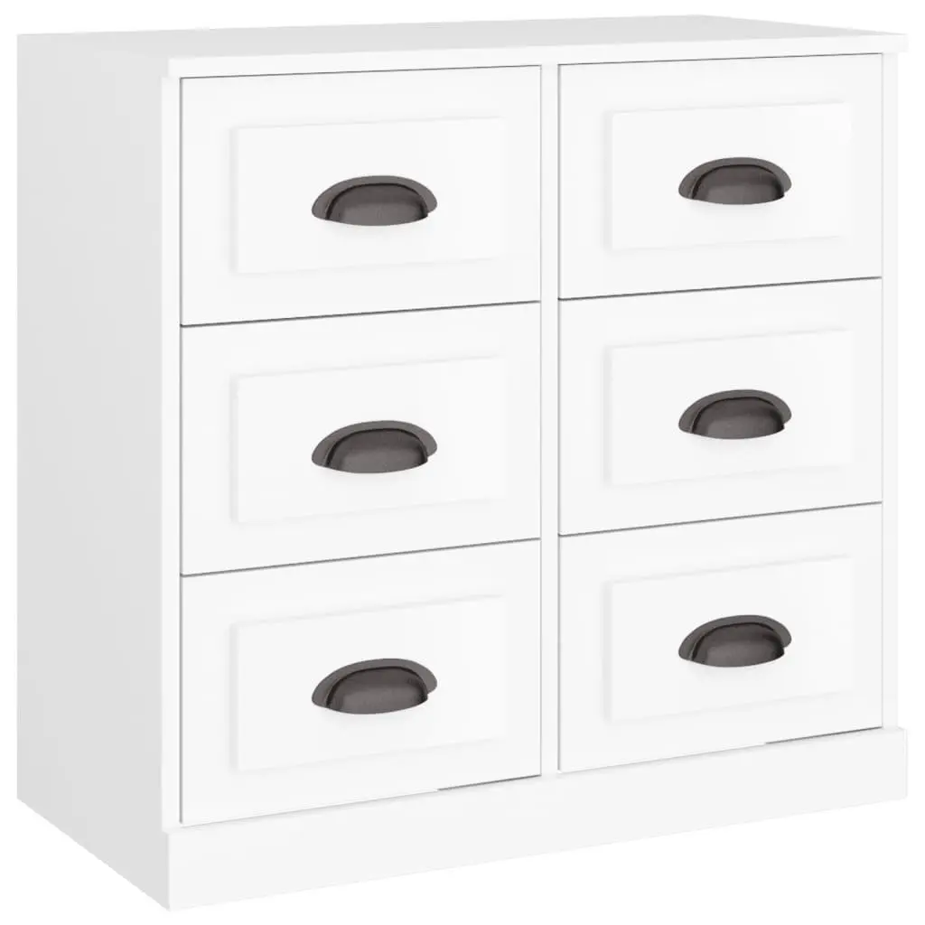 Sideboard Cabinet 2 pcs White Engineered Wood Storage Buffet Furniture Display