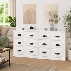 High Gloss White Sideboards Engineered Wood Cabinet Storage Buffet Furniture