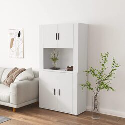 Warm and Functional White Engineered Wood Highboard