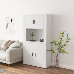 Warm and Functional White Engineered Wood Highboard