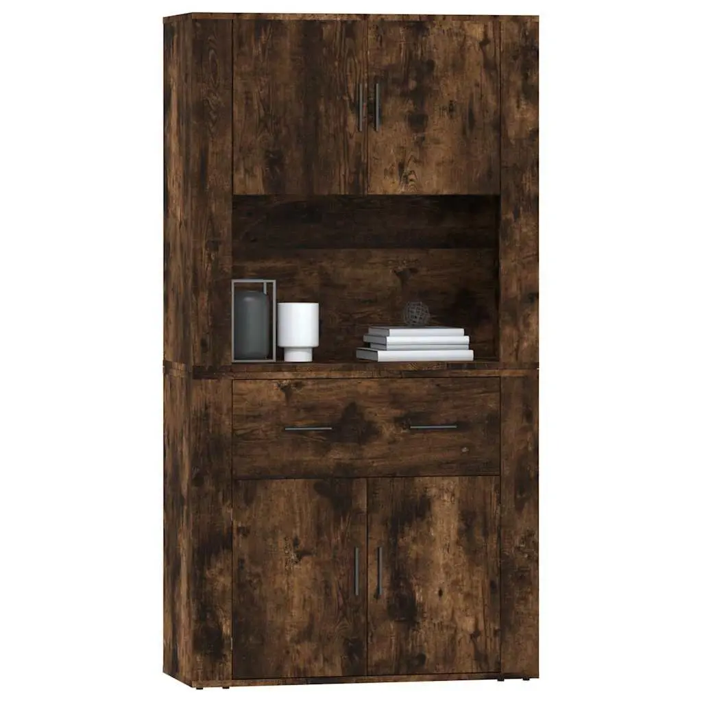 Highboard Sideboard Buffet Cabinet Storage Engineered Wood Brown Wall-Mounted