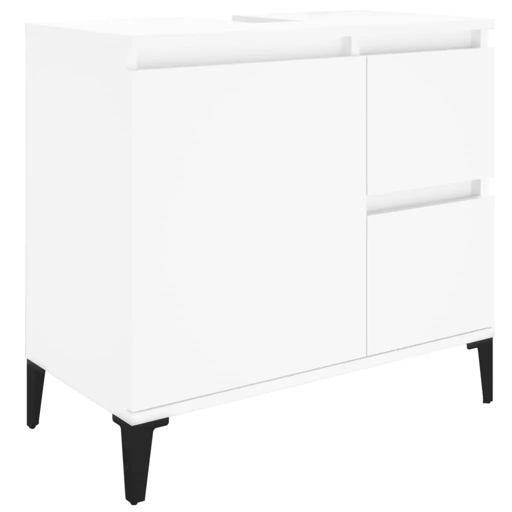 3 Piece White Bathroom Cabinet Set Storage Furniture Engineered Wood