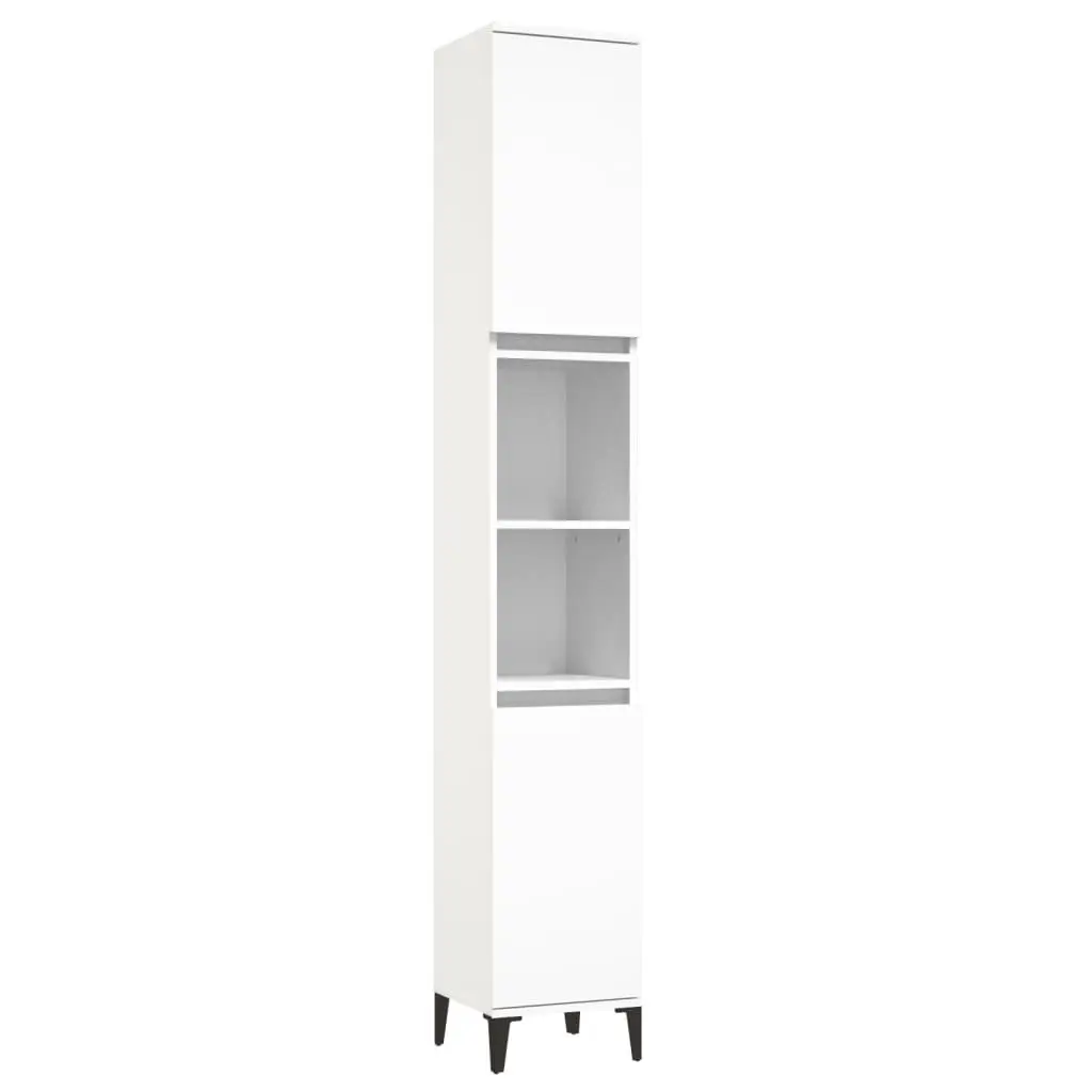 3 Piece White Bathroom Cabinet Set Storage Furniture Engineered Wood