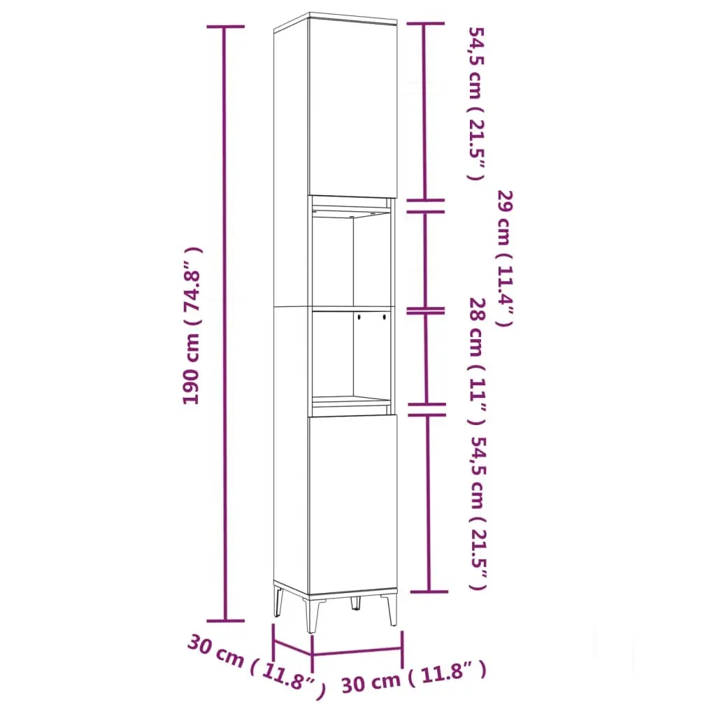 3 Piece White Bathroom Cabinet Set Storage Furniture Engineered Wood