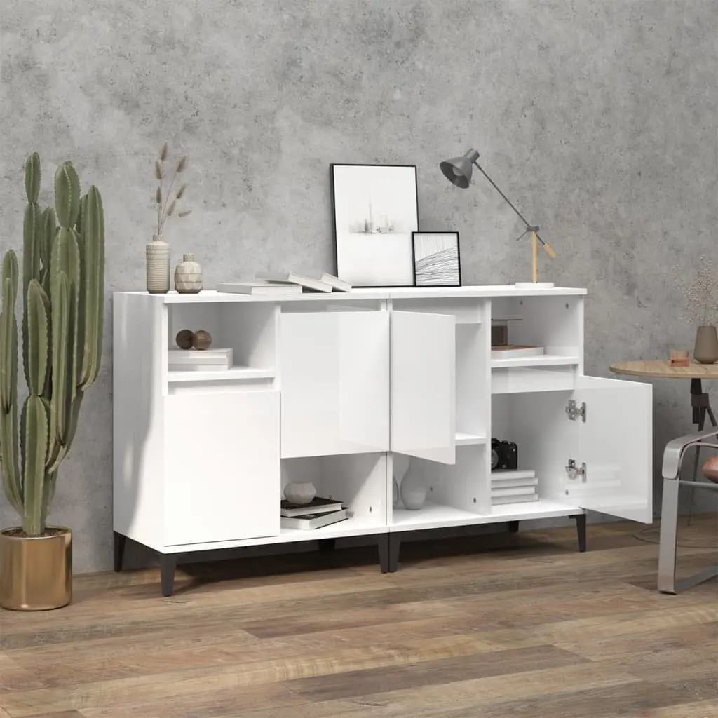High Gloss White Sideboards with Ample Storage
