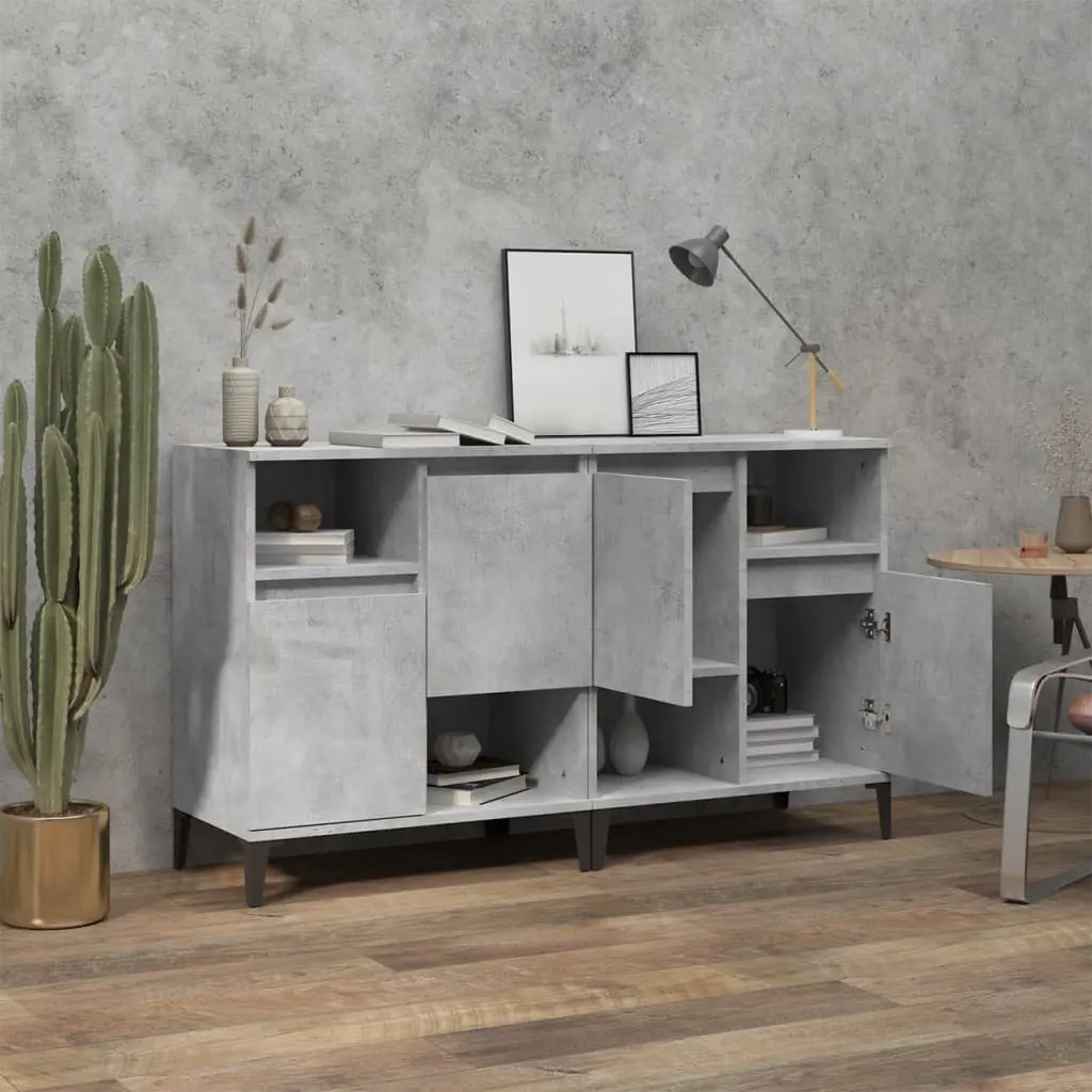 Sideboard Cabinet Grey Storage Unit Engineered Wood 60x35x70 cm Home Furniture