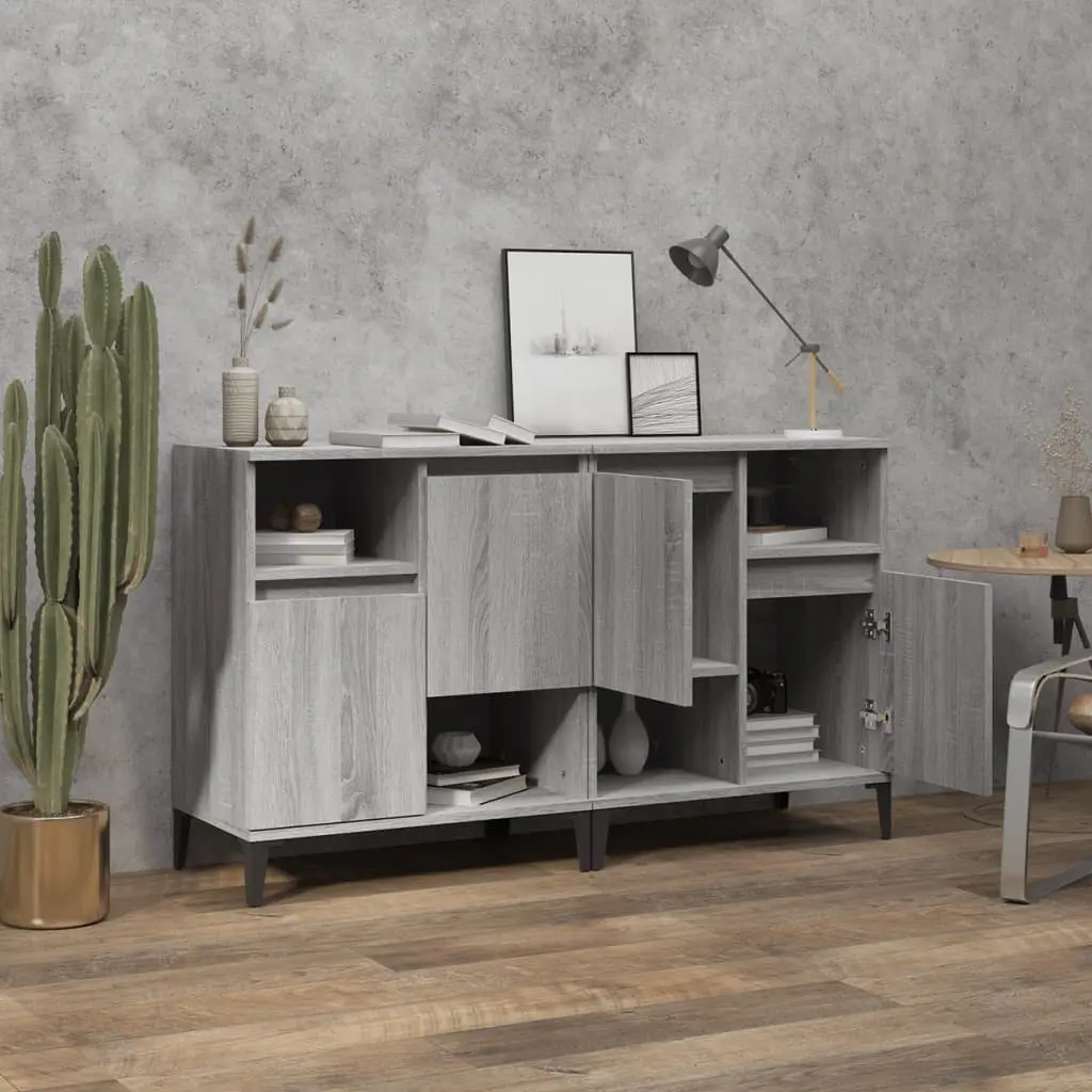 Sideboard Cabinet Storage Cupboard 60x35x70 cm Grey 2 pcs Engineered Wood