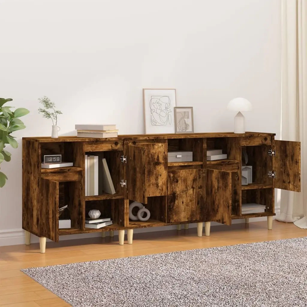 Sideboard Cabinet Storage Buffet 3 Piece Brown Engineered Wood