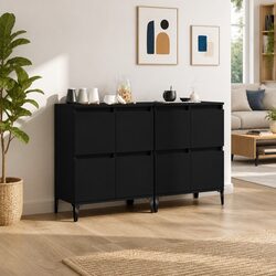 Black Sideboard Cabinets - Set of 2, Stylish and Functional