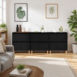 Sideboard Cabinet 3 pcs Black 60x35x70 cm Storage Furniture Engineered Wood