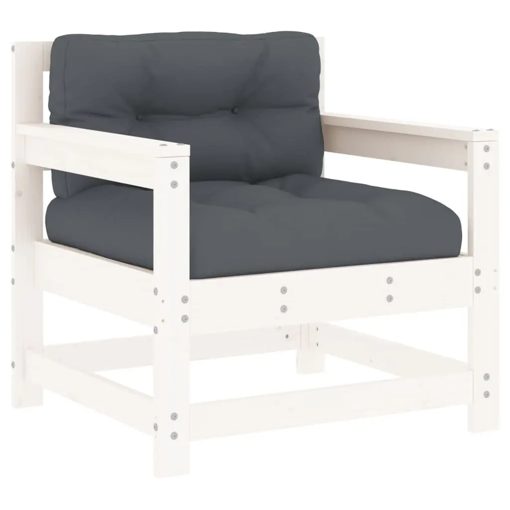 7 Piece White Garden Lounge Set with Cushions