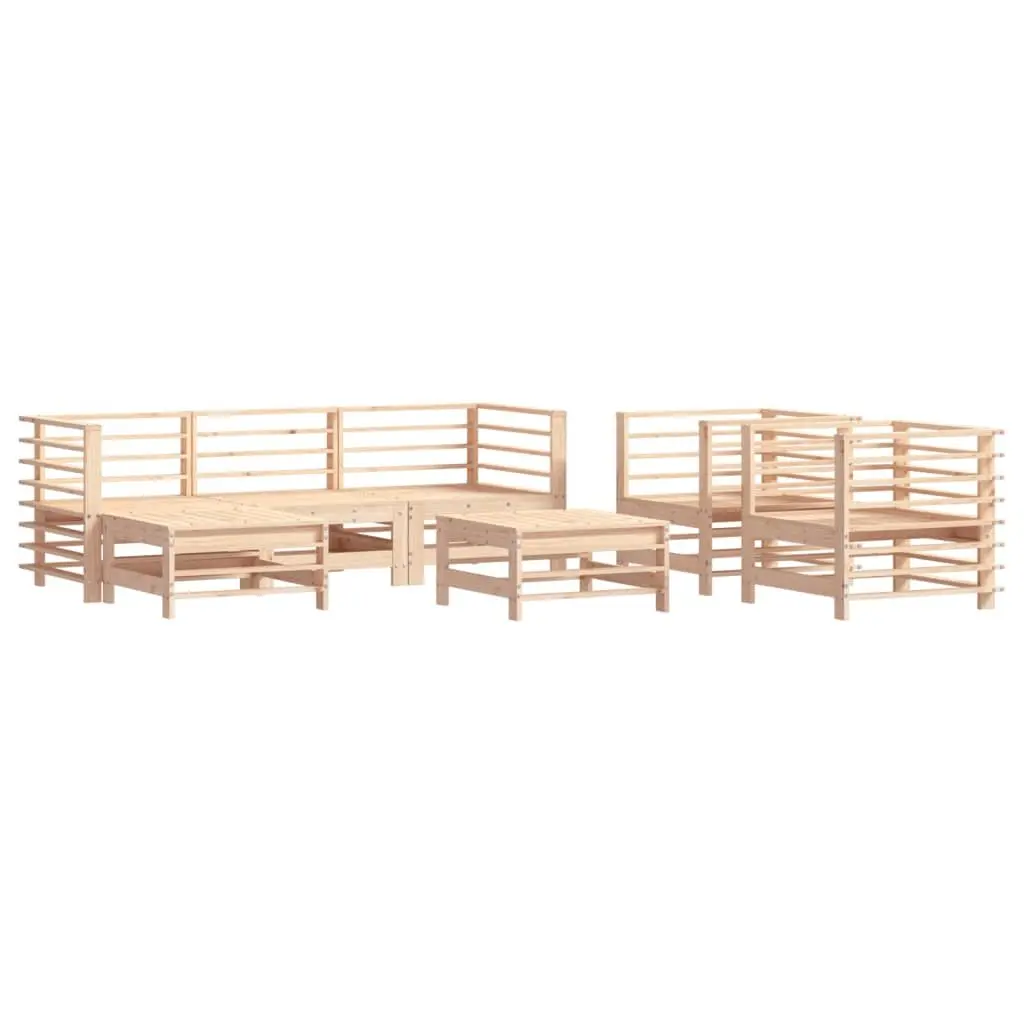 7 Piece Garden Lounge Set Cushions Outdoor Furniture Brown Wood Sofa