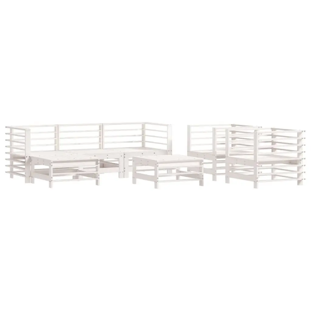 7 Piece Garden Lounge Set Outdoor Furniture Cushions White Wood