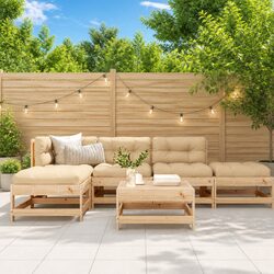 Reliable Wooden Lounge Set: 6 Pieces with Cushions