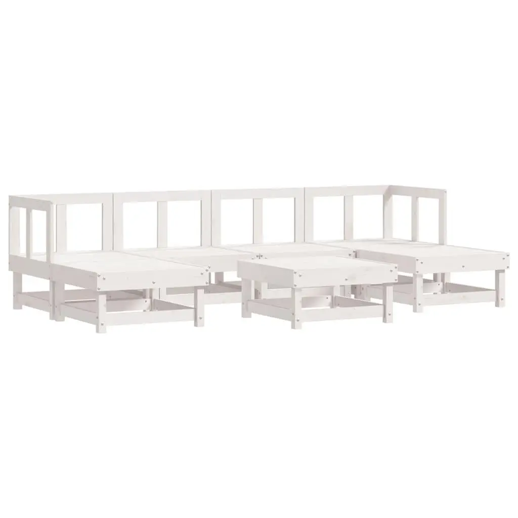 7 Piece Garden Lounge Set with Cushions White Outdoor Furniture Patio Sofa