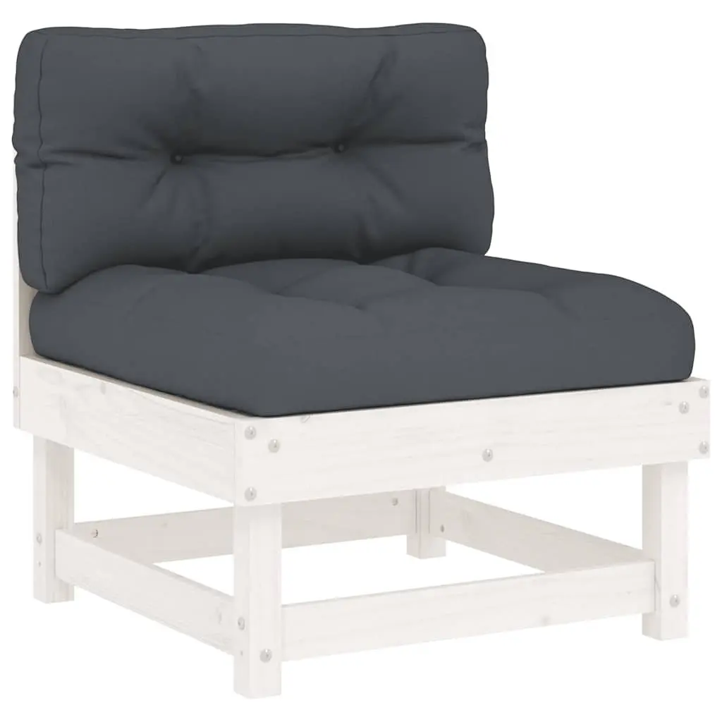 7 Piece Garden Lounge Set with Cushions White Outdoor Furniture Patio Sofa