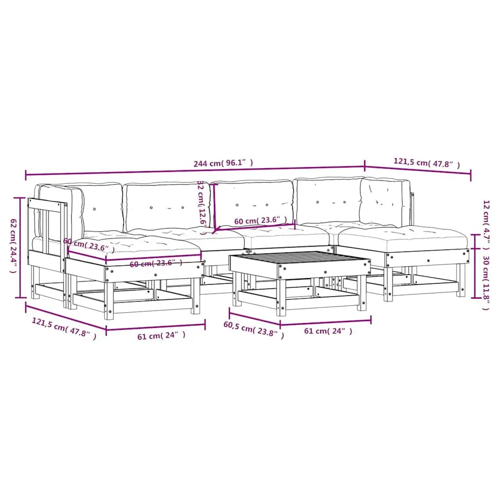 7 Piece Garden Lounge Set with Cushions White Outdoor Furniture Patio Sofa