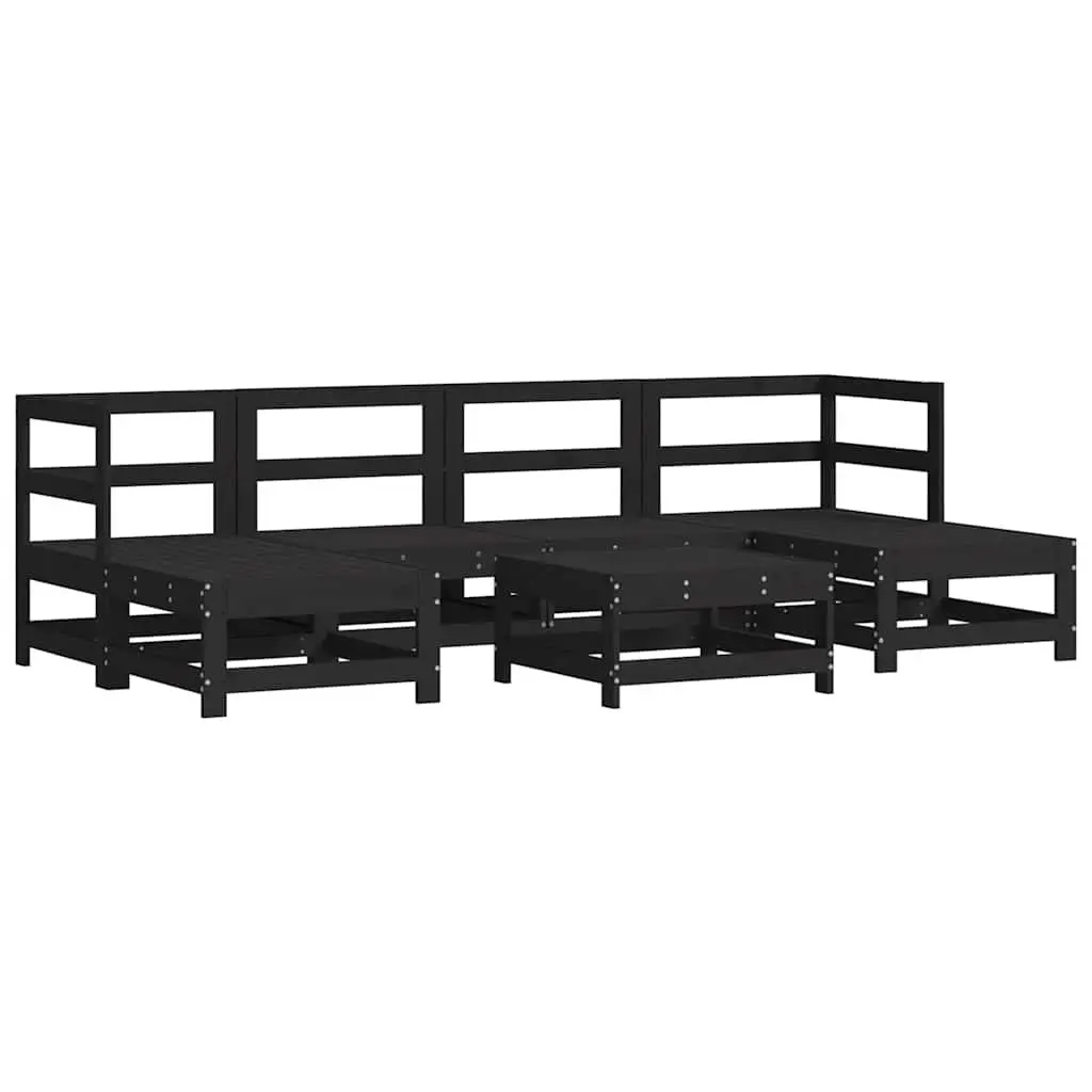 Garden Lounge Set 7 Piece Outdoor Furniture Cushions Black Wood