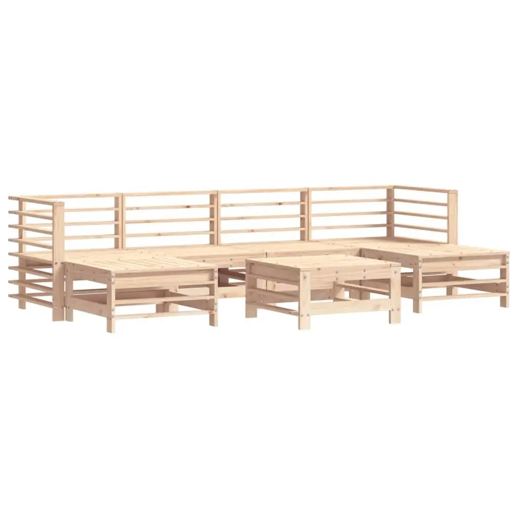 Garden Lounge Set 7 Piece Outdoor Furniture Solid Wood Cushions Brown