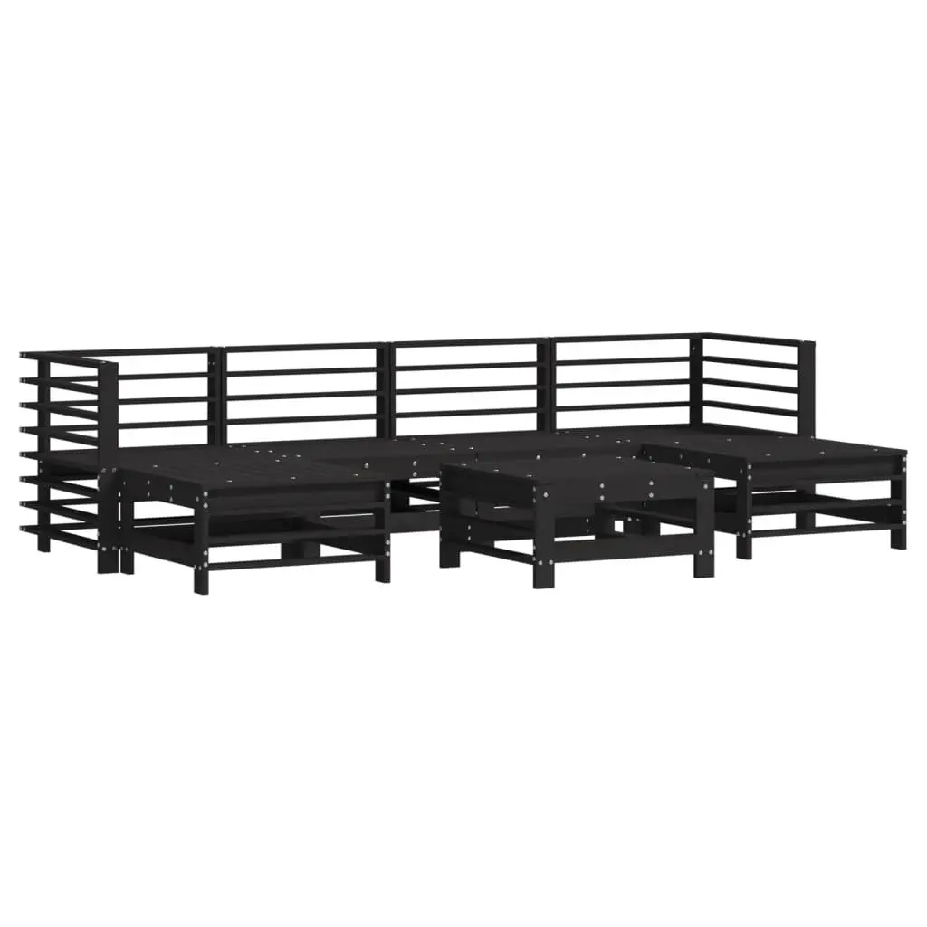 Garden Lounge Set 7 Piece Outdoor Furniture Black Cushions Patio Seating