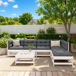Comfortable 7 Piece Outdoor Lounge Set with Slatted Design