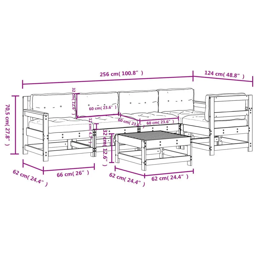 Garden Lounge Set 6 Piece Outdoor Furniture Patio Seating White