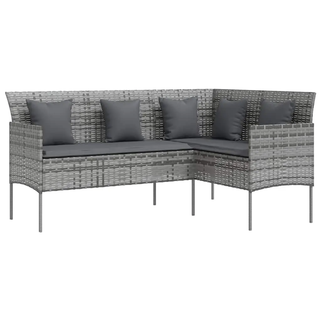 L-Shaped Outdoor Sofa Set 5 Piece Garden Patio Lounge Couch Grey