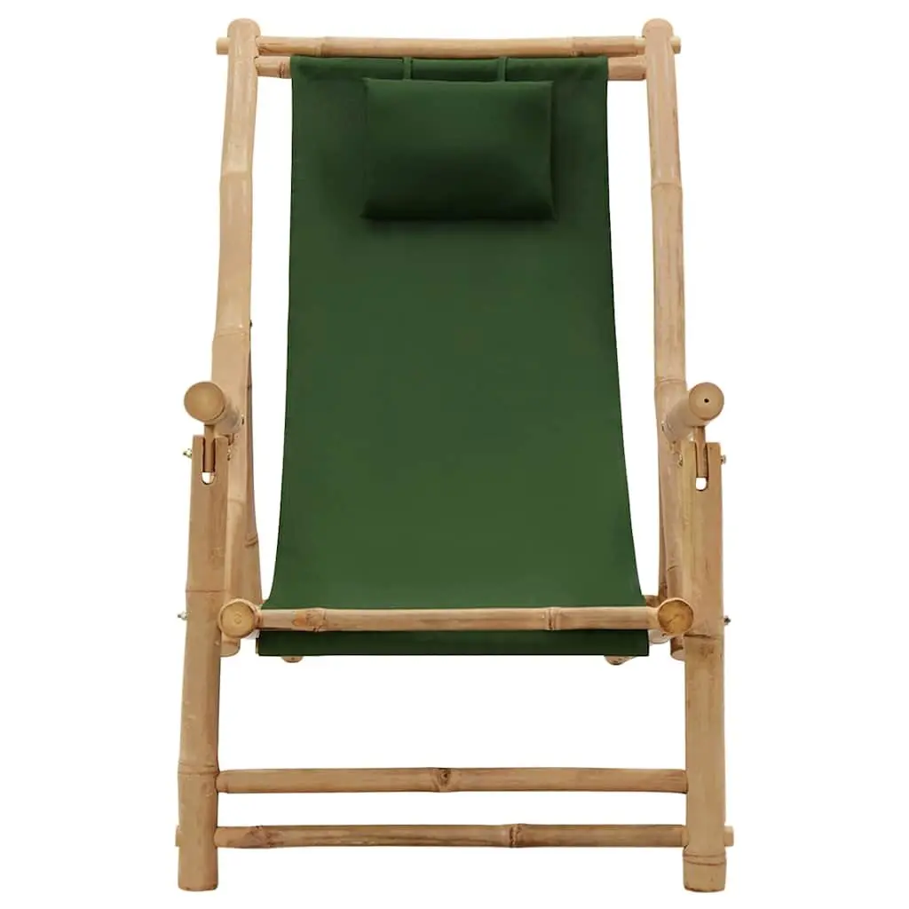 Bamboo Frame Deck Chair with Armrests