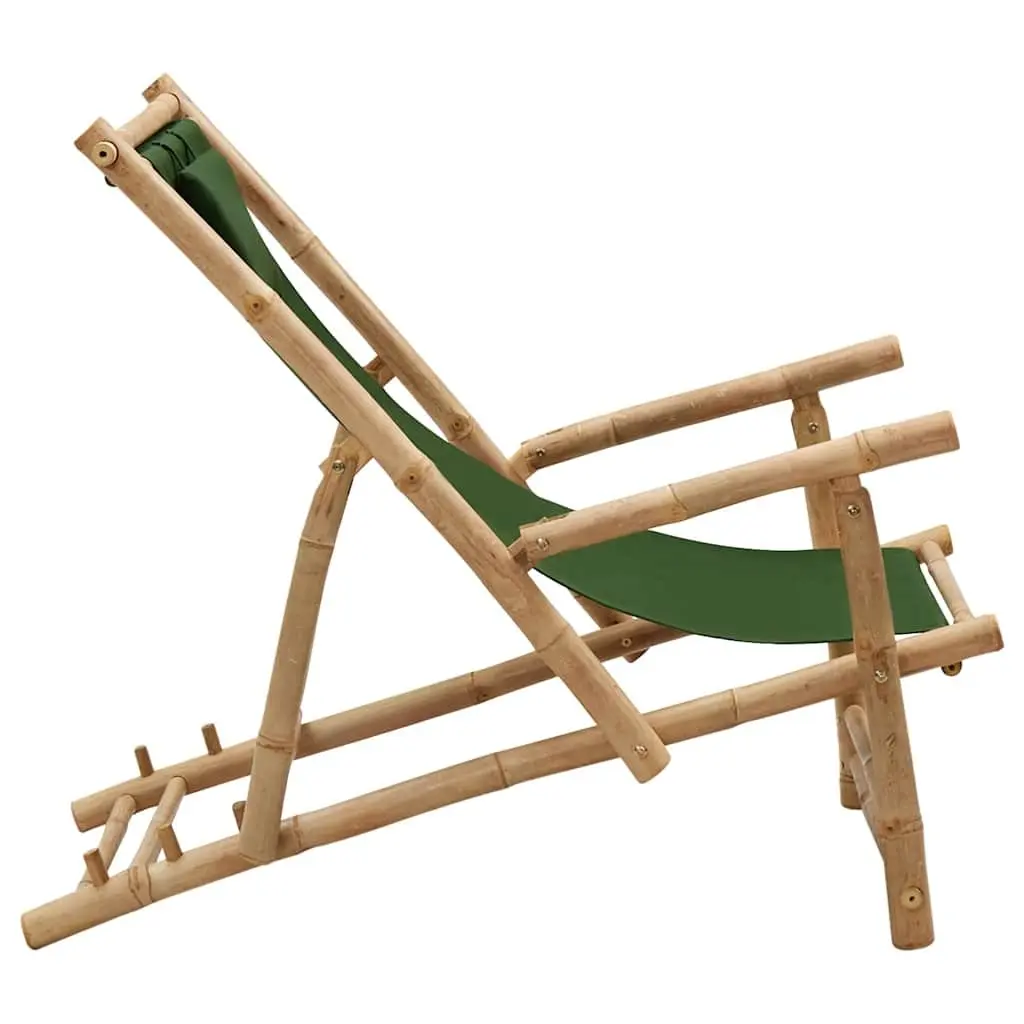 Bamboo Frame Deck Chair with Armrests