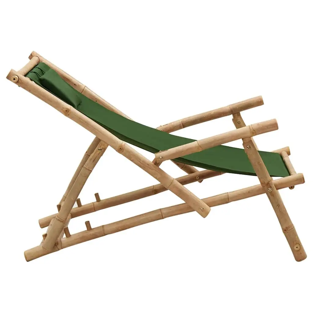 Bamboo Frame Deck Chair with Armrests