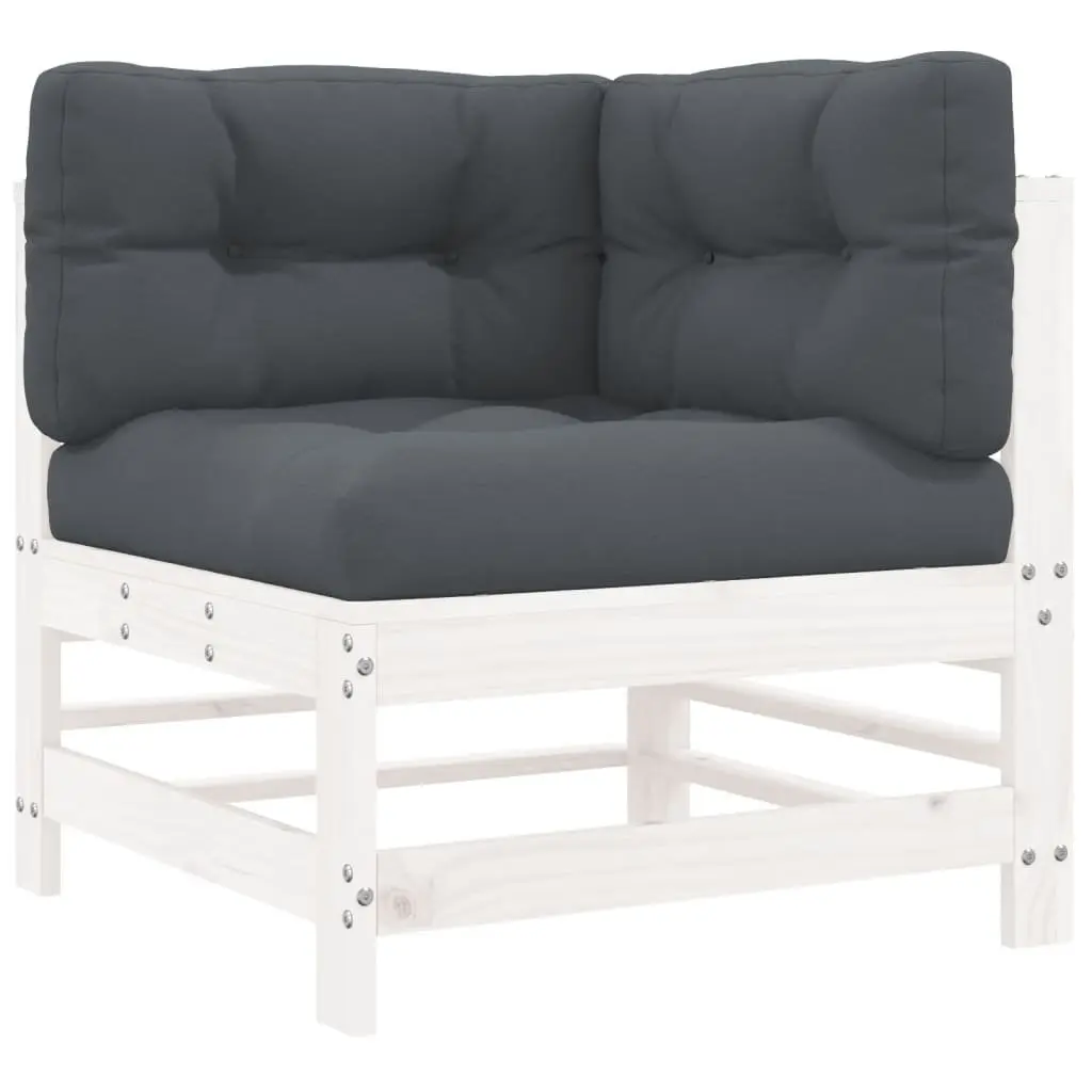 Garden Lounge Set 6 Piece Outdoor Furniture White Wood Patio Sofa with Cushions
